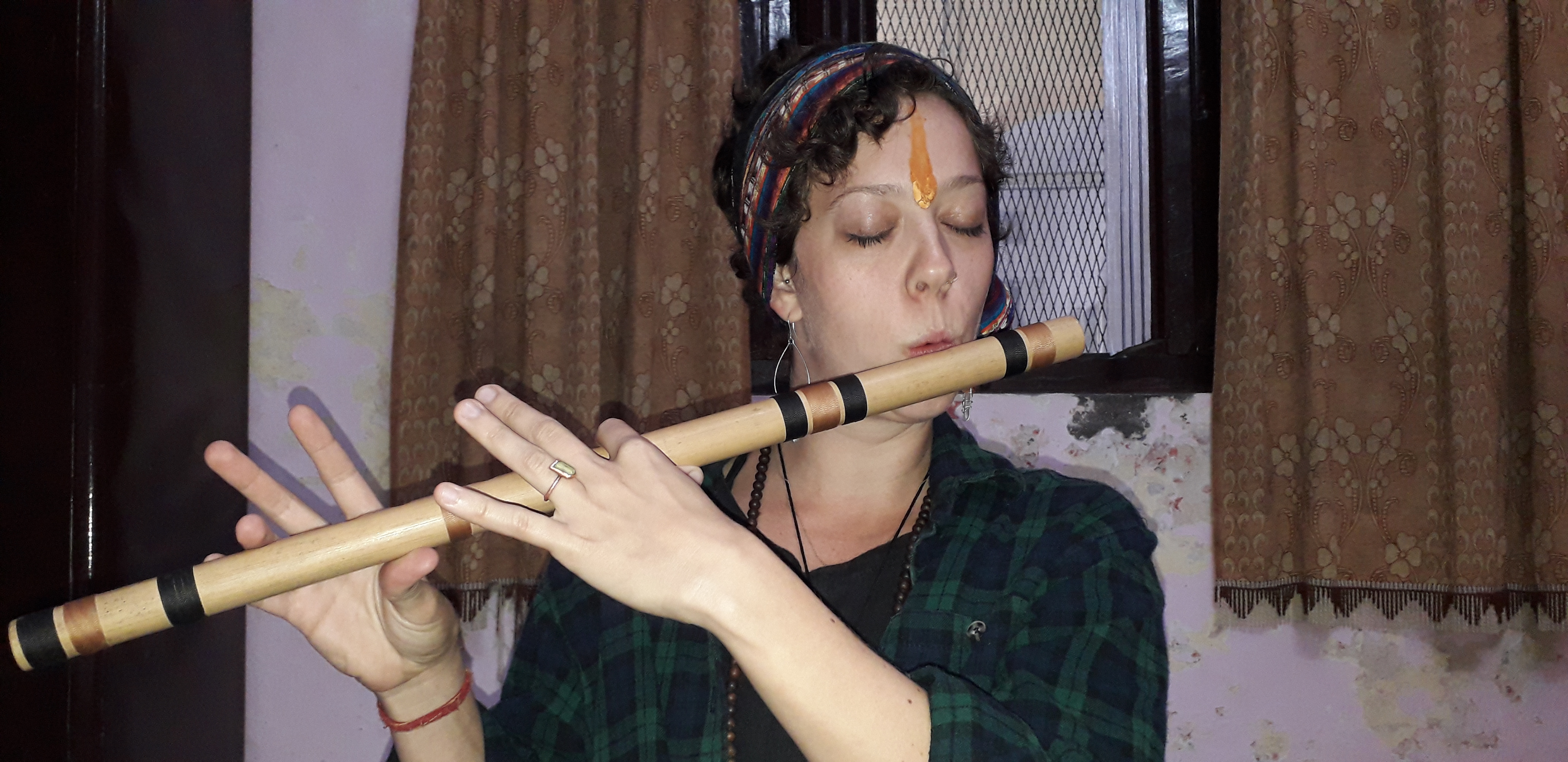 Bansuri class with students